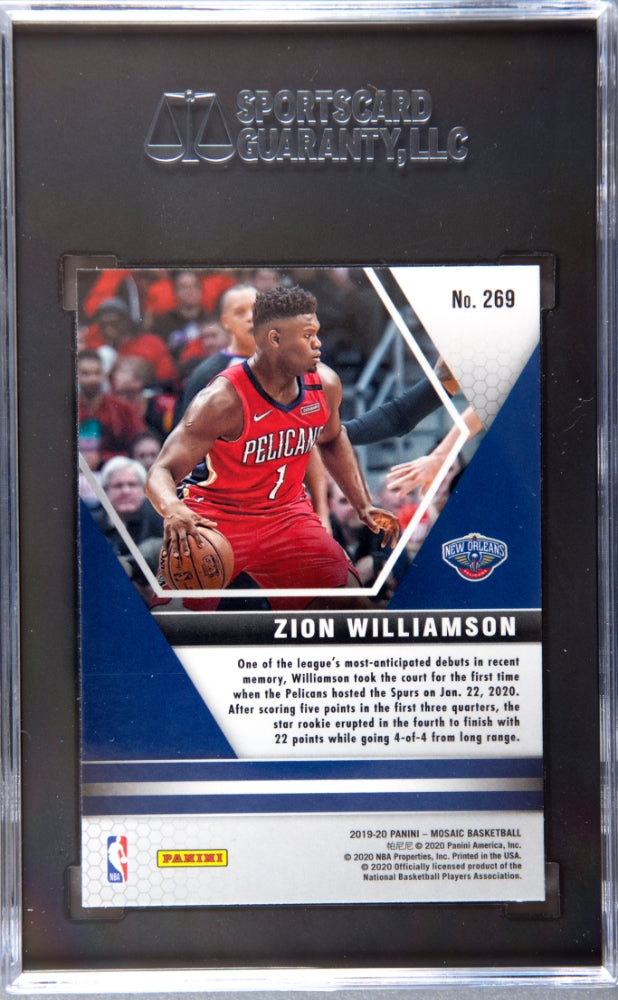 2019 Panini Mosaic Zion Williamson #269 NBA Debut SGC 9.5