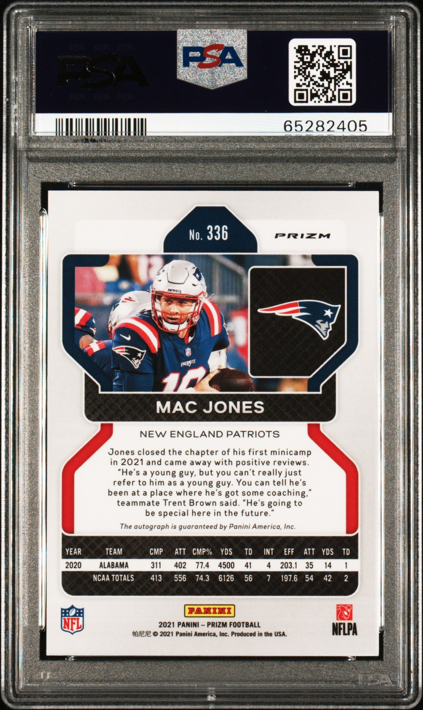 2021 Panini Prizm Mac Jones #336 Autograph PSA 10