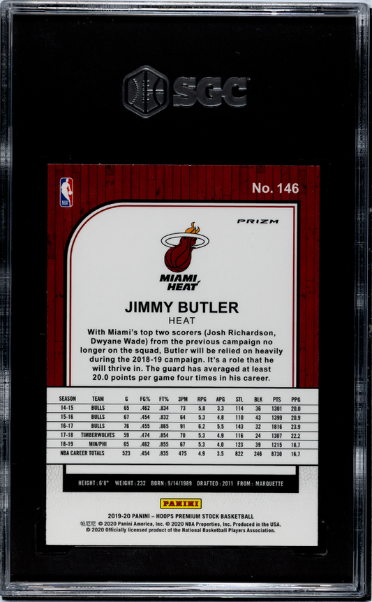 2019 Panini Hoops Premium Stock Jimmy Butler #146 Silver Laser Prizm SGC 10