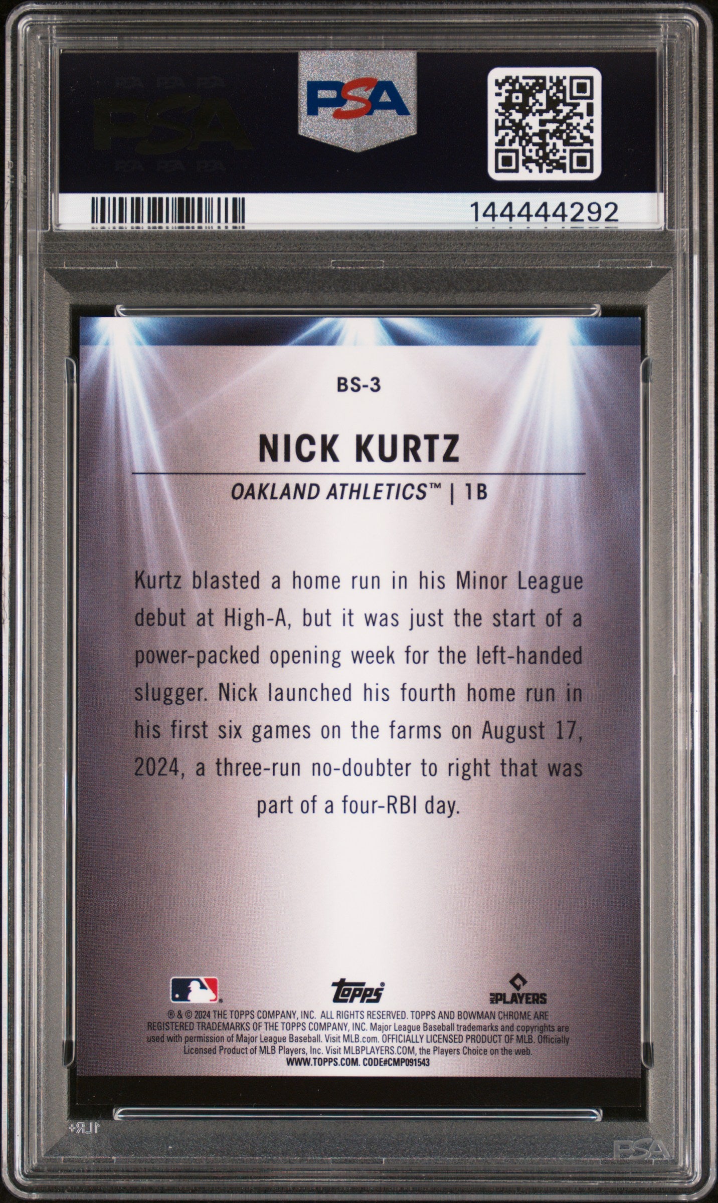 2024 Bowman Draft Bowman Spotlights Nick Kurtz #BS3 PSA 9