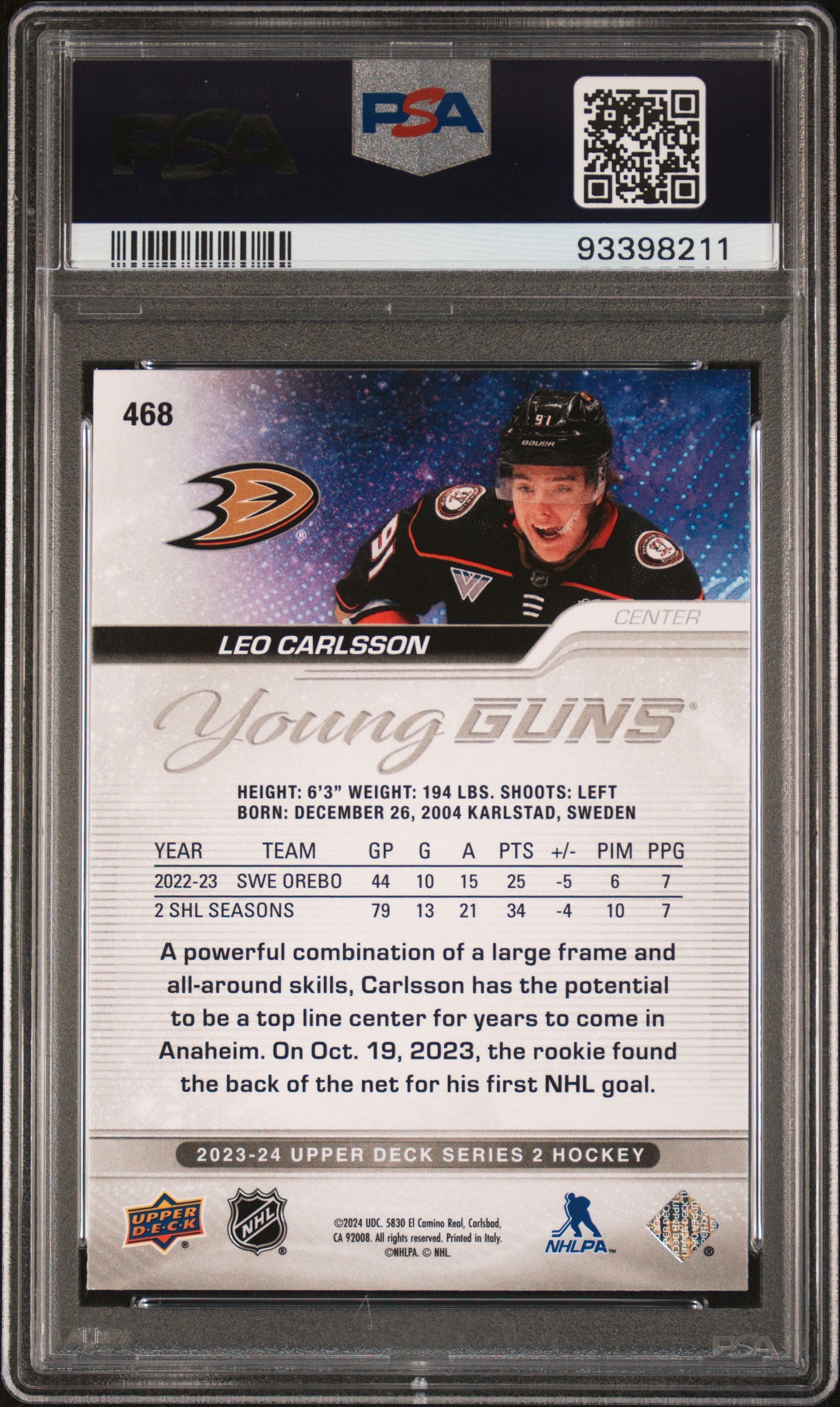 2023 Upper Deck Leo Carlsson #468 PSA 10