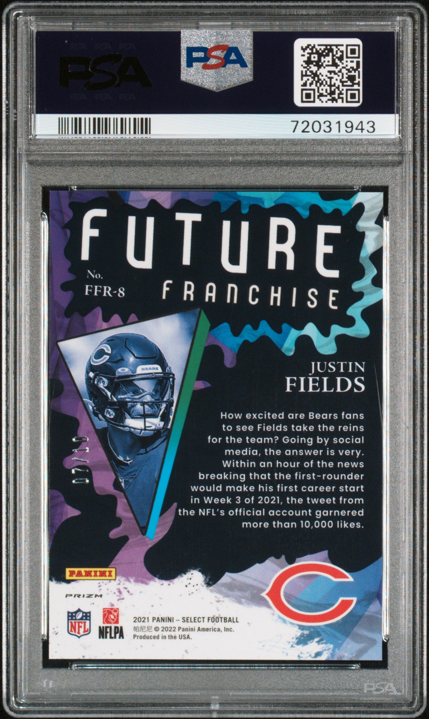 2021 Panini Select Future Franchise Justin Fields #FFR8 Frnchs Gold Prizm /10 PSA 10
