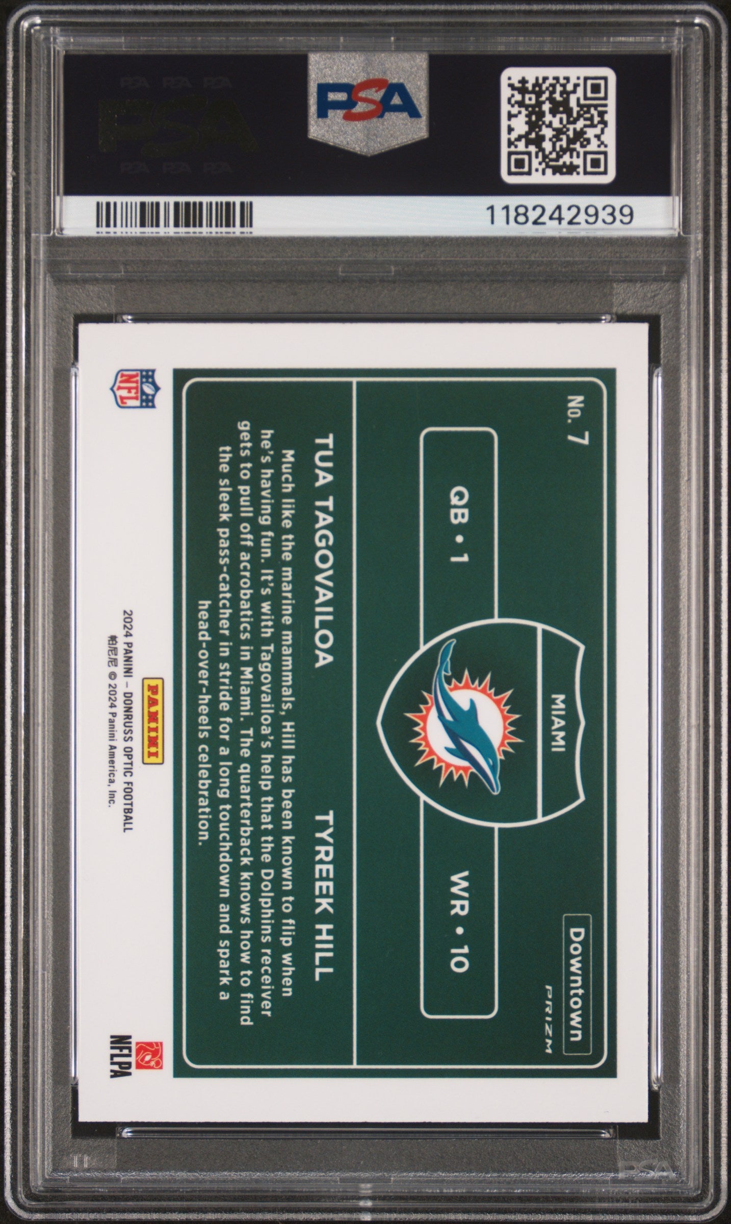 2024 Panini Donruss Optic Downtown Duos Hill Tagovailoa #7 PSA 9