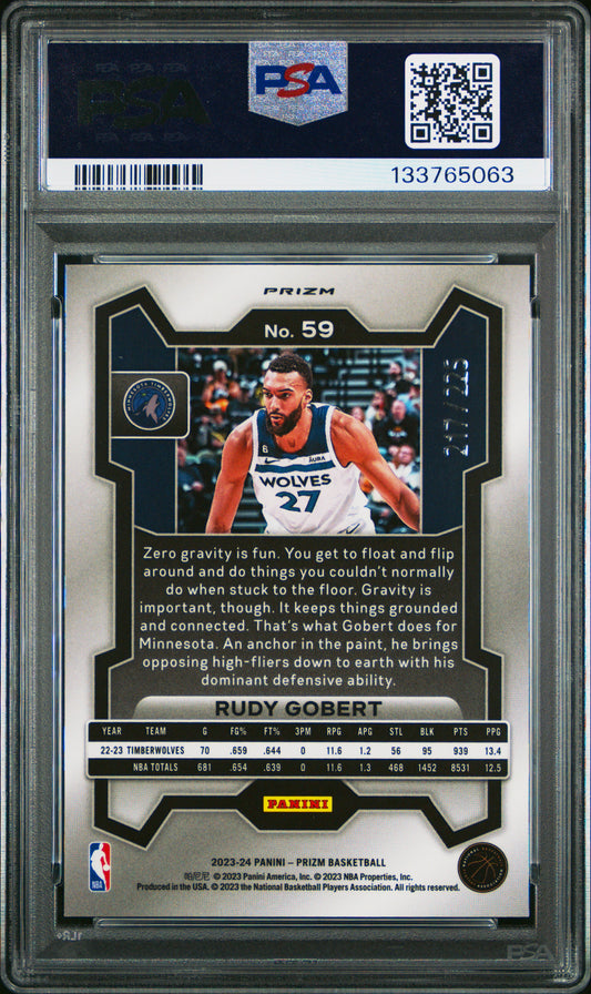 2023 Panini Prizm Rudy Gobert #59 Teal Ice PSA 10