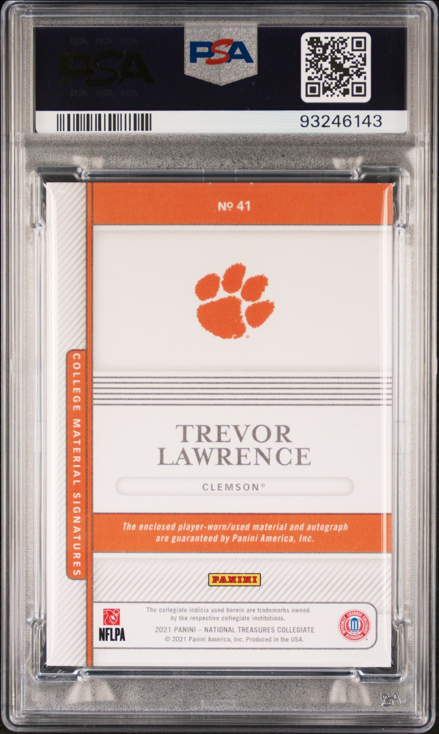 2021 National Treasures Collegiate Trevor Lawrence #41 College Aut PSA 8 RPA