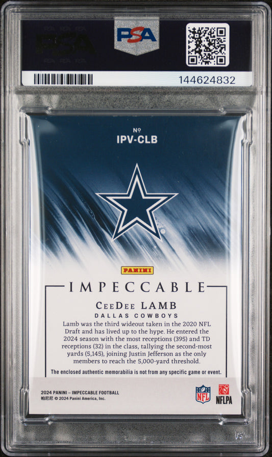 2024 Panini Impeccable Impatchable Veterans Ceedee Lamb #IPVCLB Silver PSA 8