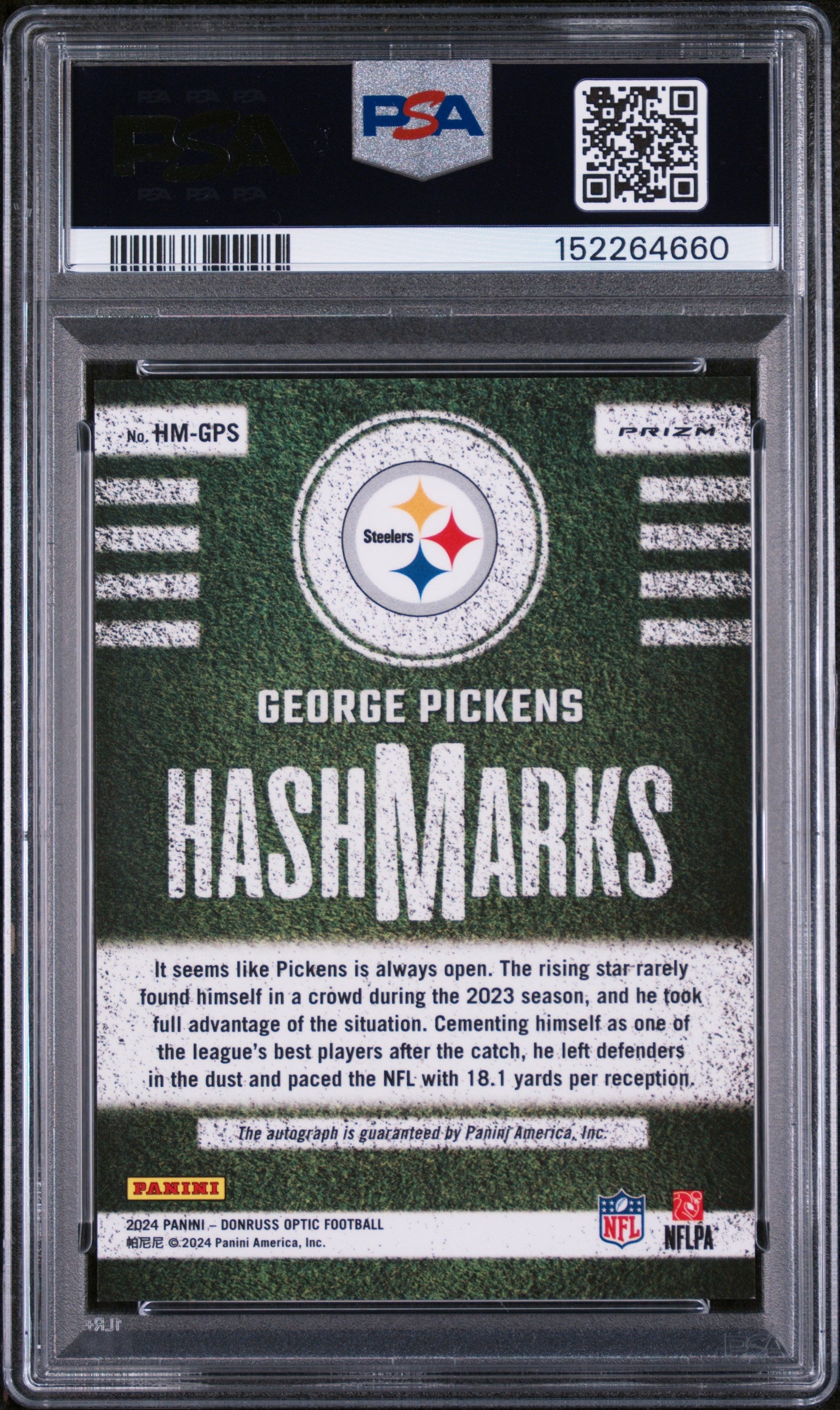 2024 Panini Donruss Optic Hash Marks George Pickens #HMGPS PSA 9