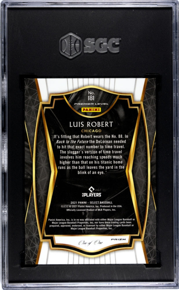 2021 Panini Select Luis Robert #181 Black Finite Prizm 1/1 SGC 9