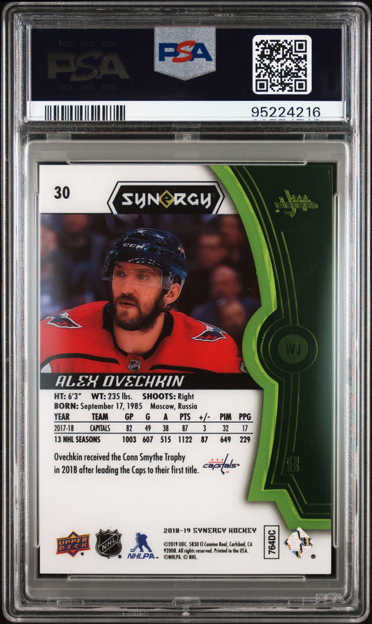 2018 Upper Deck Synergy Alex Ovechkin #30 Green PSA 9