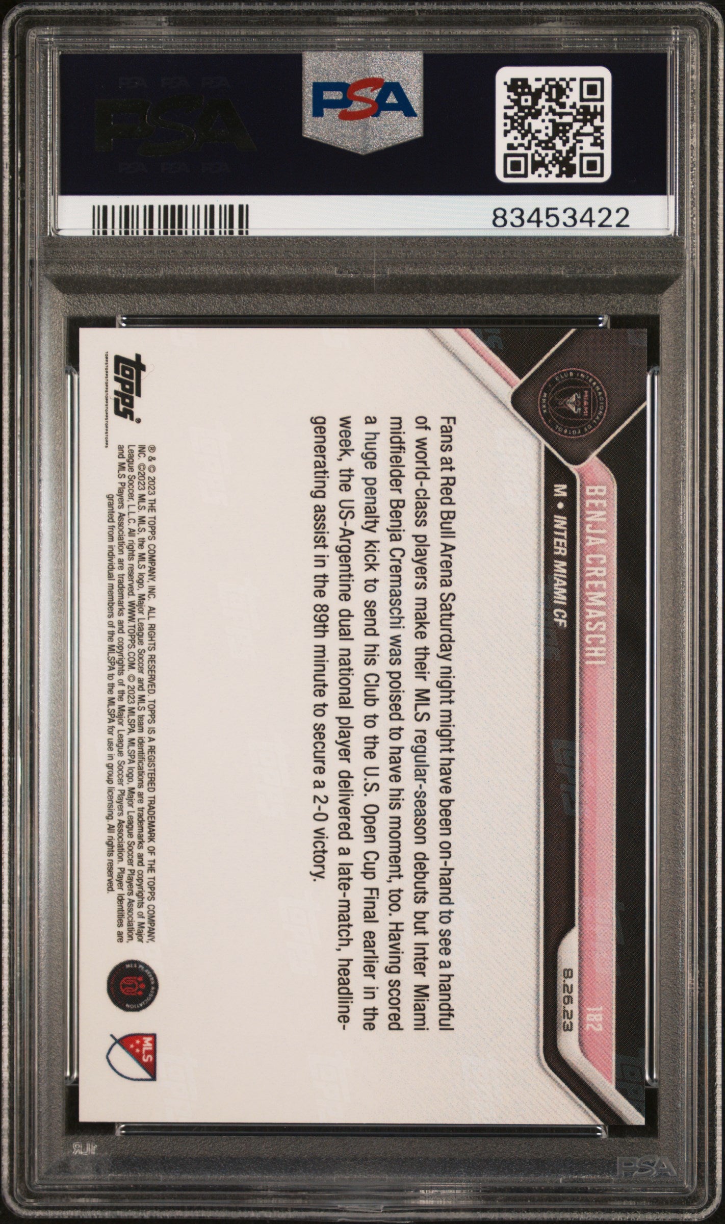 2023 Topps Now MLS Benja Cremaschi #182 PSA 10