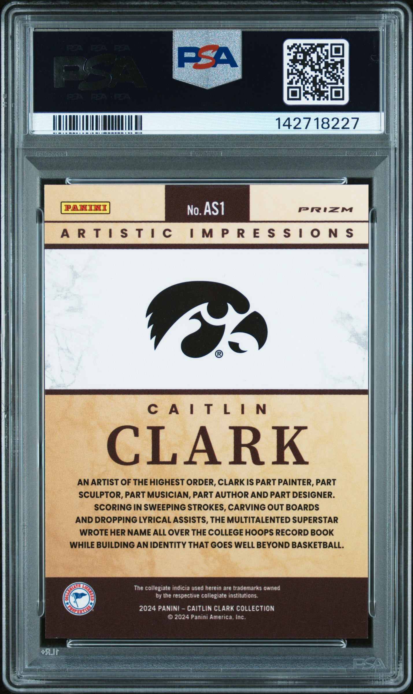 2024 Panini Caitlin Clark Collection Artistic Selection Caitlin Clark #AS1 PSA 10