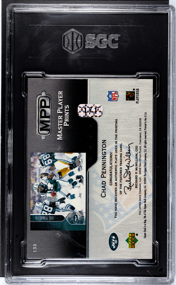 2004 Upper Deck Chad Pennington #133  Cyan Printing Plate 1 1 SGC 10