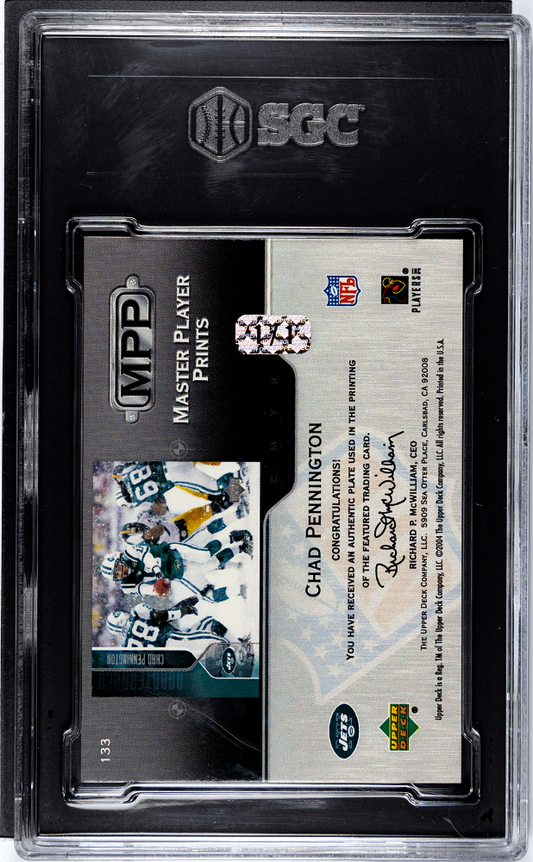 2004 Upper Deck Chad Pennington #133  Cyan Printing Plate 1 1 SGC 10