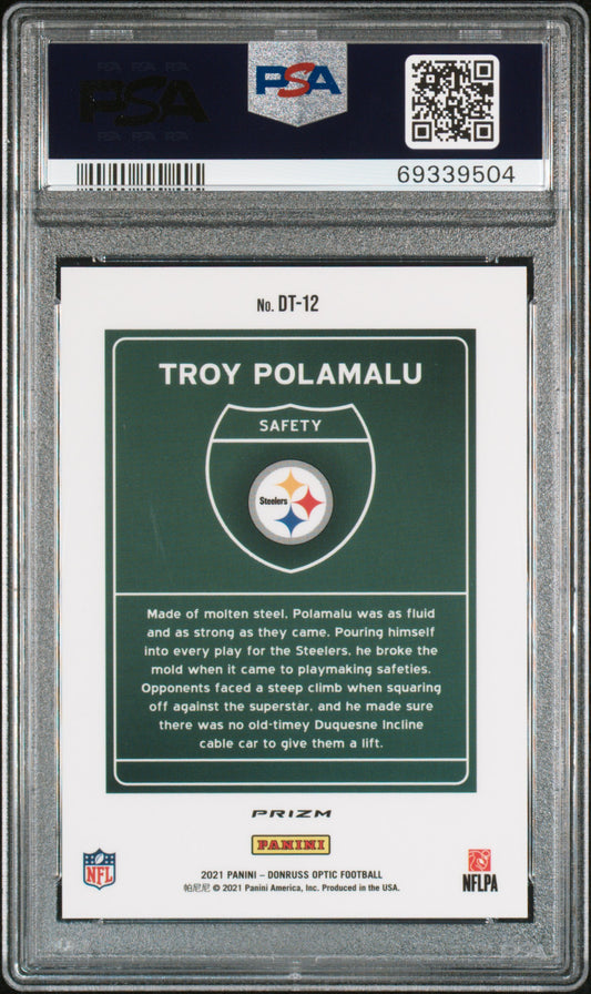 2021 Panini Donruss Optic Downtown Troy Polamalu #DT12 PSA 10