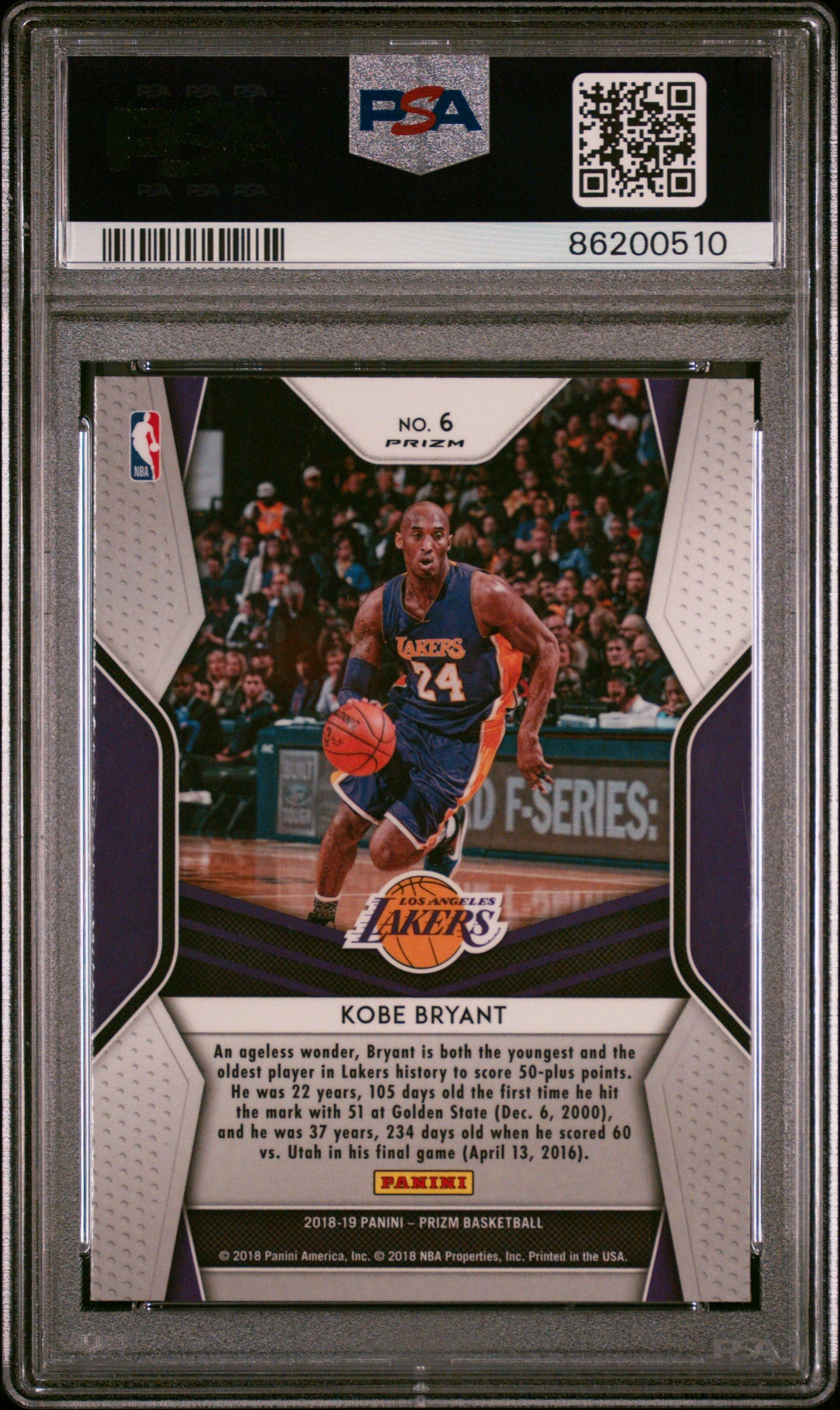 2018 Panini Prizm Dominance Kobe Bryant #6 Silver PSA 10