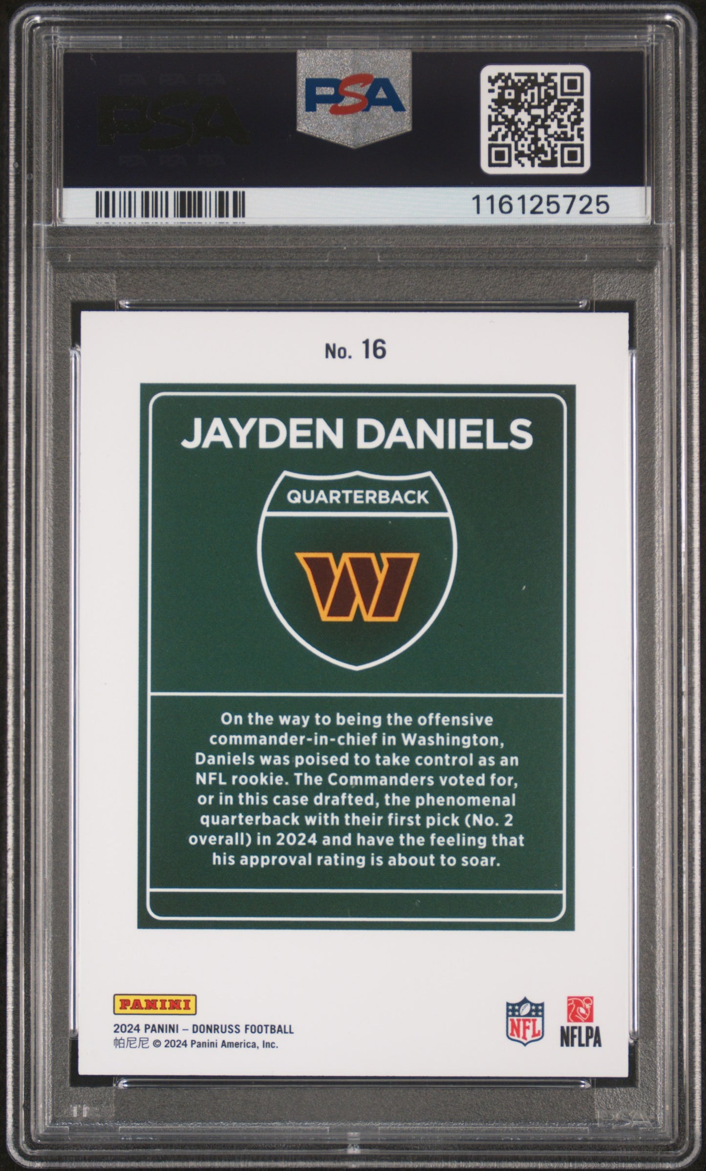 2024 Panini Donruss Downtown! Jayden Daniels #16 PSA 9