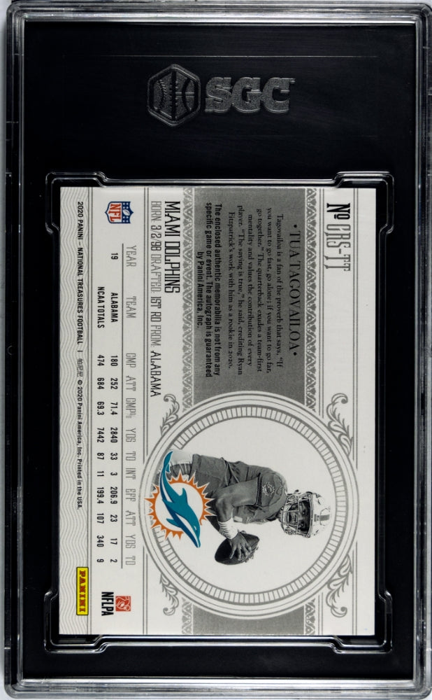 2020 National Treasures Tua Tagovailoa #CRS-TT Rookie Patch Auto /99 SGC 10 RPA RC