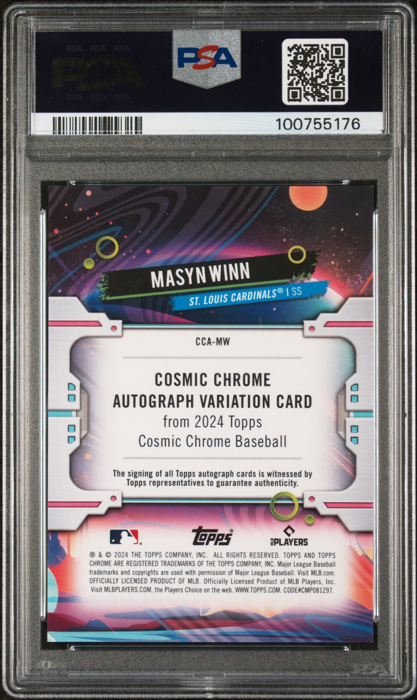 2024 Topps Cosmic Chrome  Auto Masyn Winn #MW Orange Galactic PSA 10 Auto 10