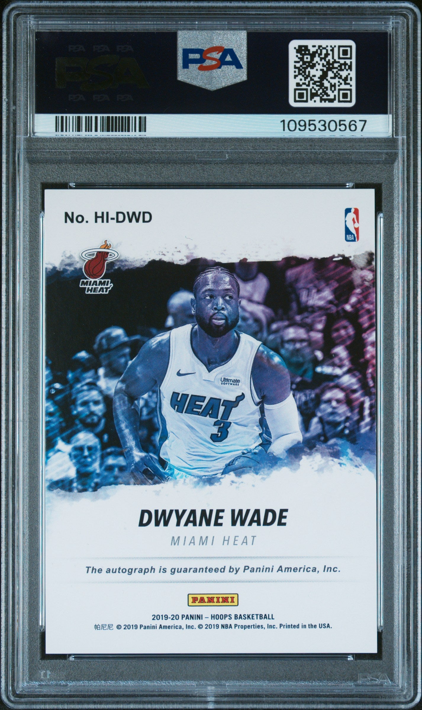 2019 Panini Hoops Hoops Ink Dwyane Wade #DWD Red PSA 8 Auto 10