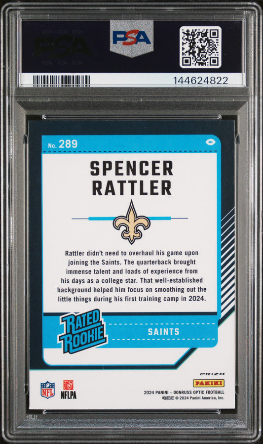 2024 Panini Donruss Optic Spencer Rattler #289 Pink PSA 8