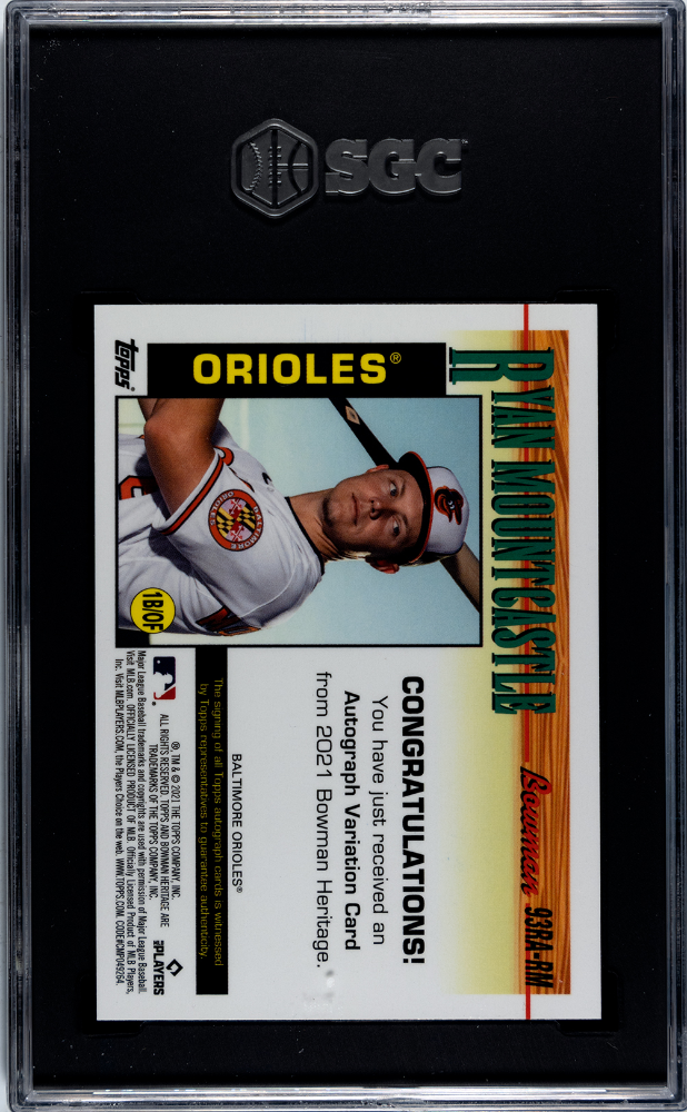 2021 Bowman Heritage Ryan Mountcastle #93RA-RM '93 Rookie Auto Gold 03/50 SGC 9.5