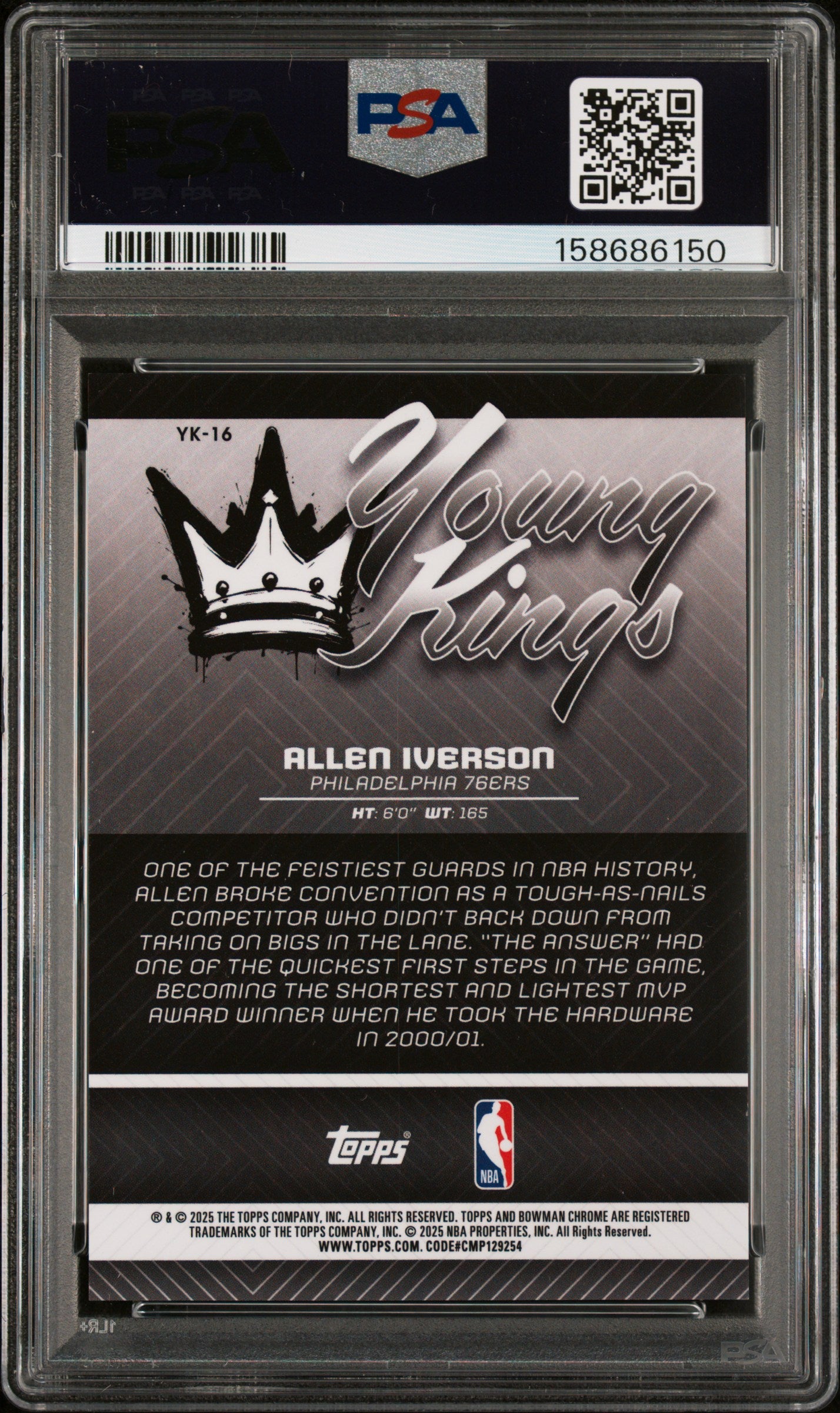 2025 Bowman Chrome Young Kings Allen Iverson #YK-16 BLK Geometric PSA 9