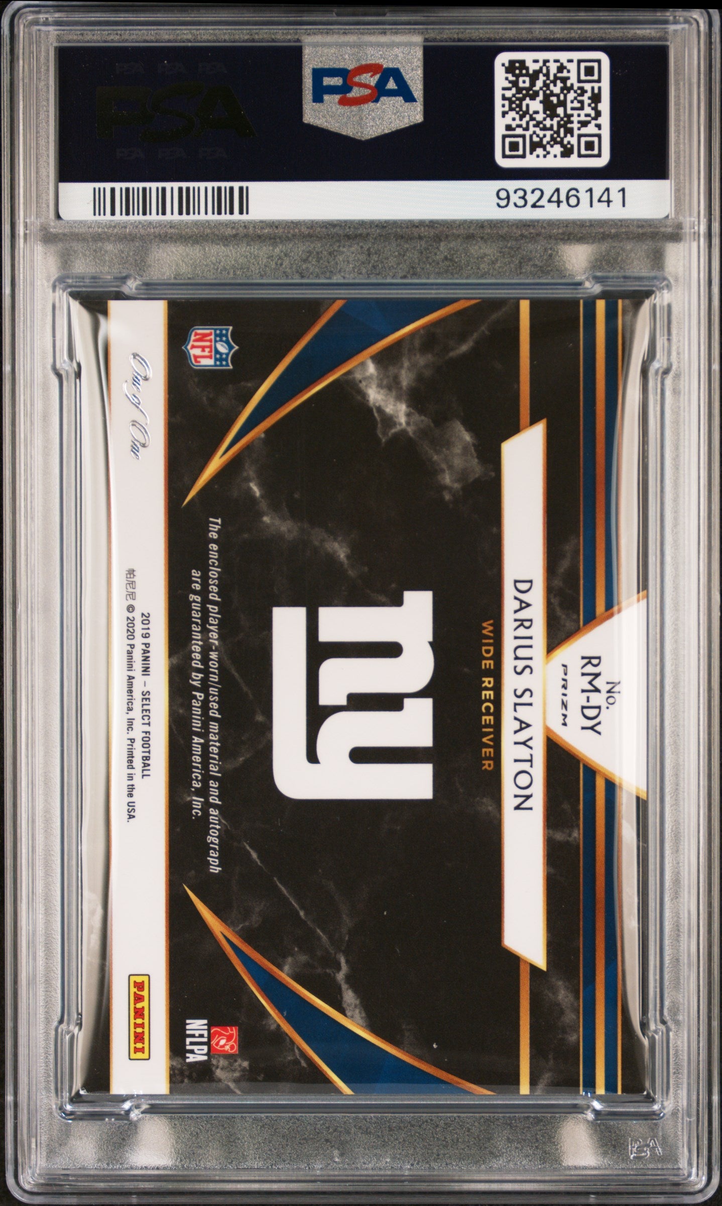 2019 Select Darius Slayton #RMDY Rookie Auto Memorabilia Prizm PSA 8 RPA 1/1