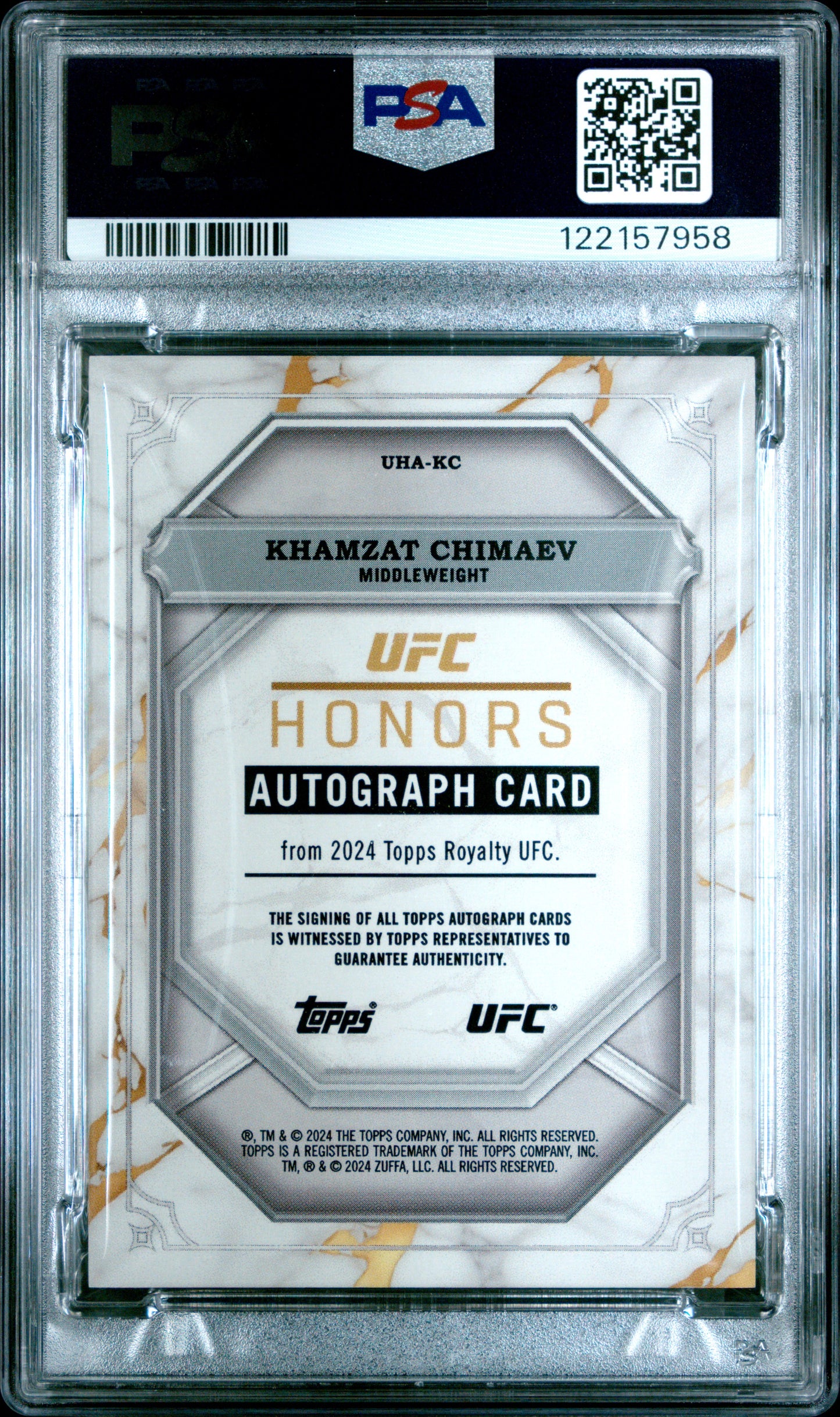 2024 Topps Royalty UFC Honors Auto Khamzat Chimaev /10  #UHAKC PSA 10 Pop 1