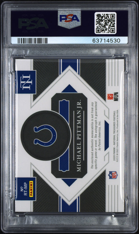 2020 National Treasures Michael Pittman JR. #RT-MP Rookie Patch Auto RPA /10 PSA 10