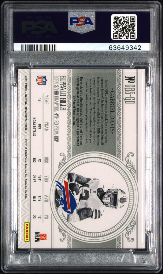 2020 National Treasures Gabriel Davis #GD Rookie Patch Auto Holo Gold PSA 10 RPA /25
