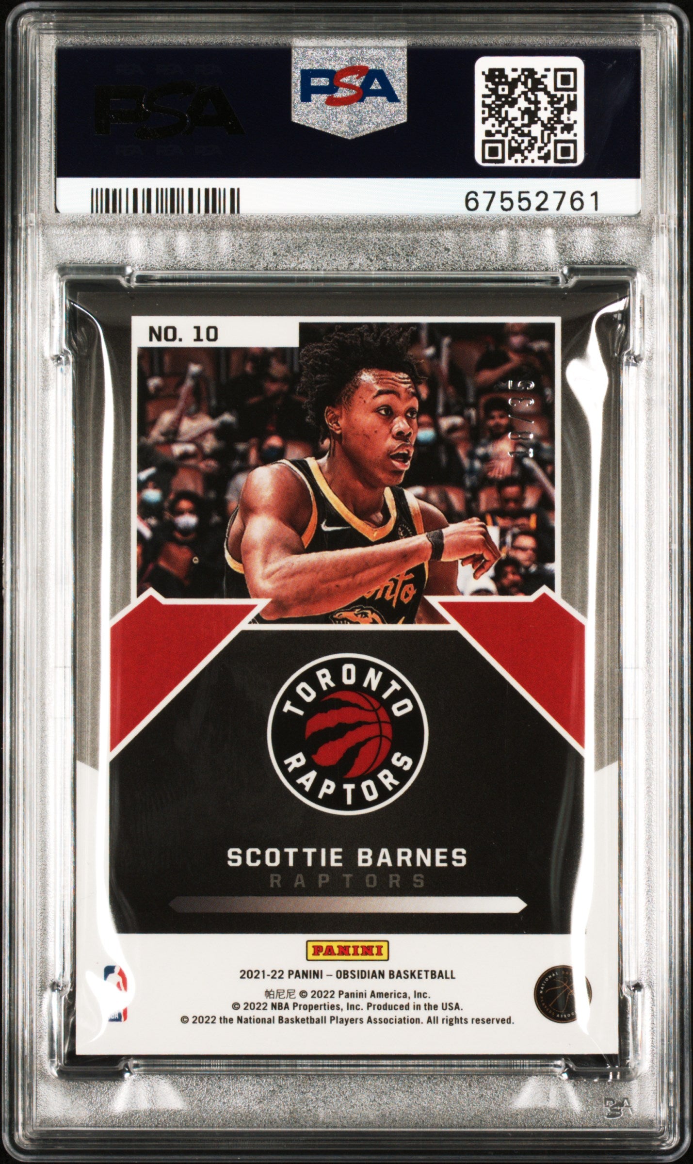 2021 Panini Obsidian Magnitude Scottie Barnes #10 Orange 18/35 PSA 9