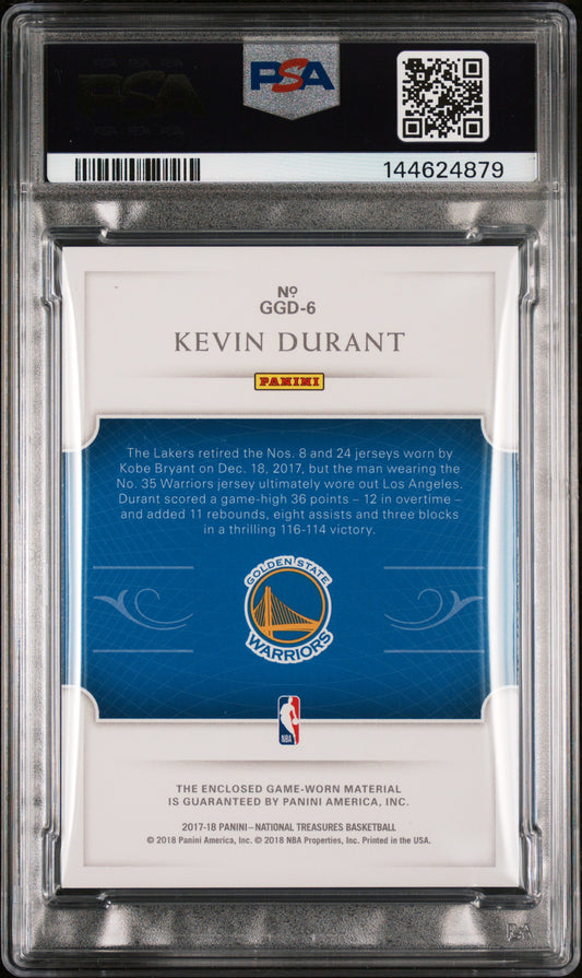 2017 Panini National Treasures Game Gear Duals Kevin Durant #6 PSA 8