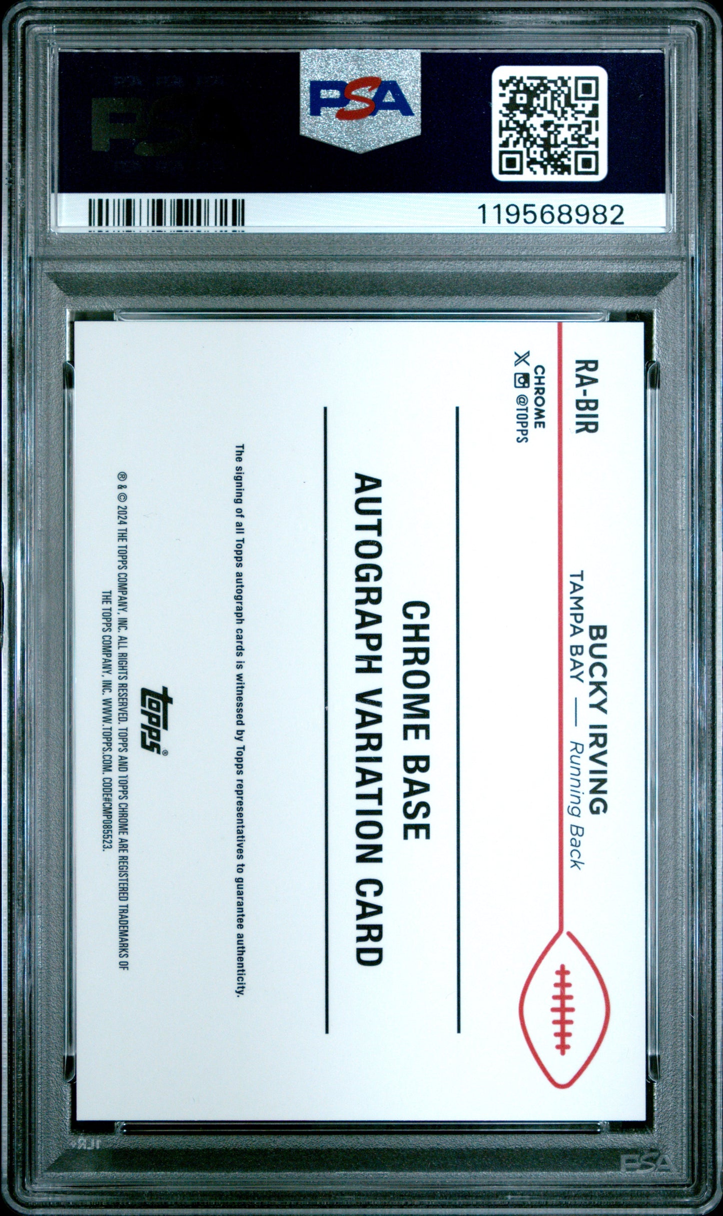 2024 Topps Chrome Rookie Autographs Variations Bucky Irving #RABIR Green Ref PSA 9