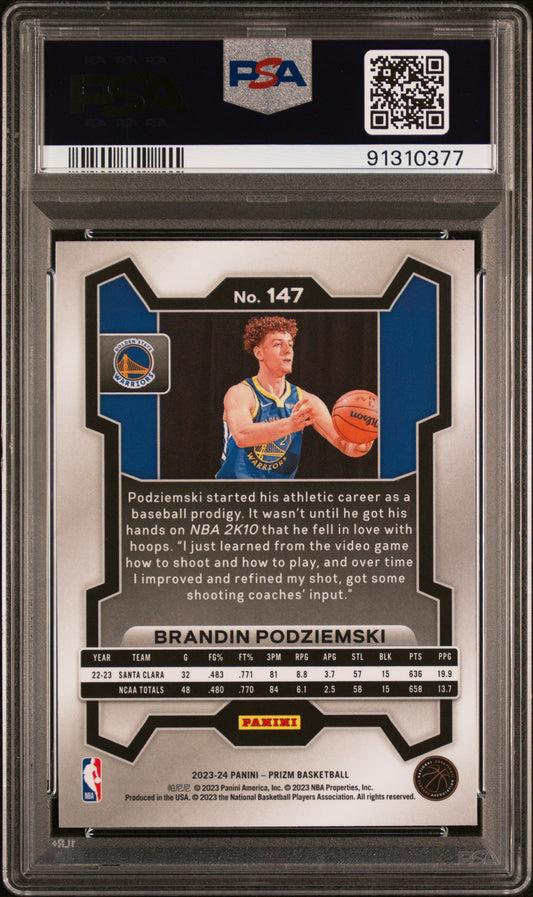 2023 Panini Prizm Brandin Podziemski #147 PSA 10