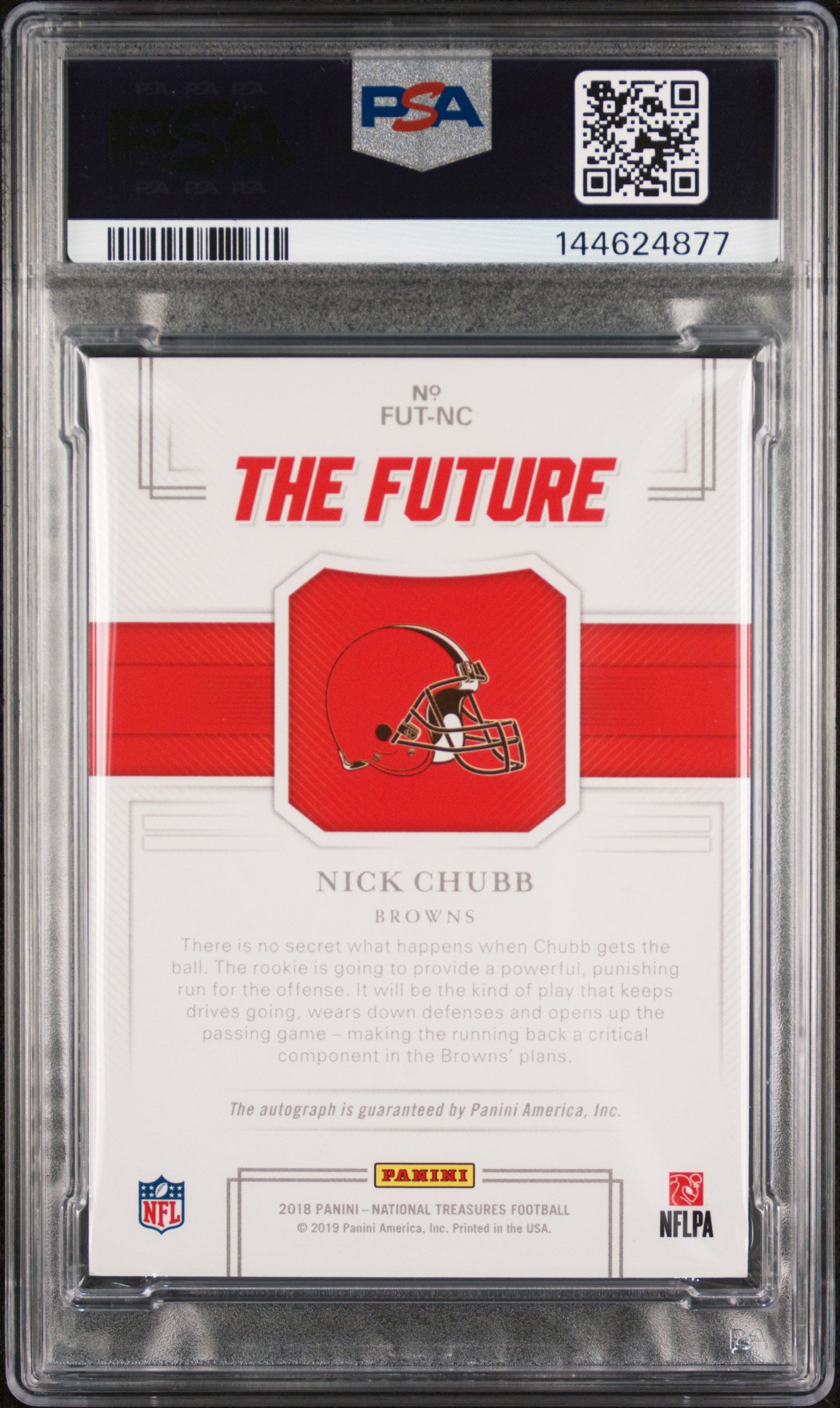 2018 Panini National Treasures The Future Autographs Nick Chubb #NC /25 PSA 8