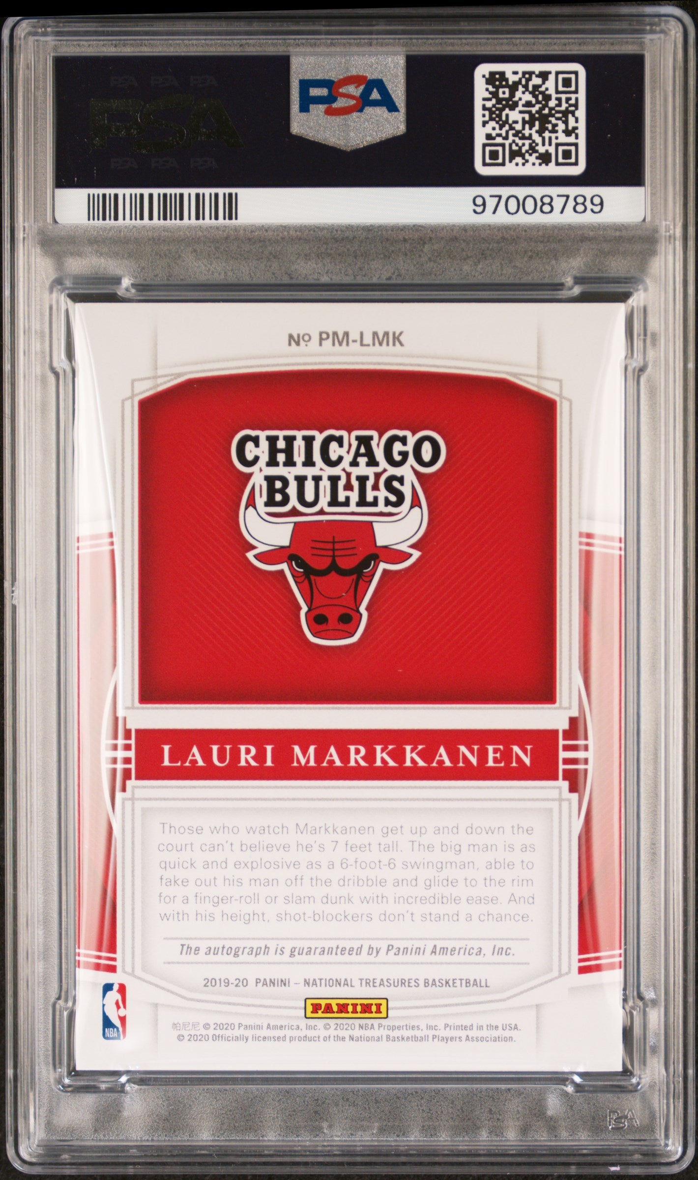 2019 Panini National Treasures Penmanship Lauri Markkanen #LMK PSA 6
