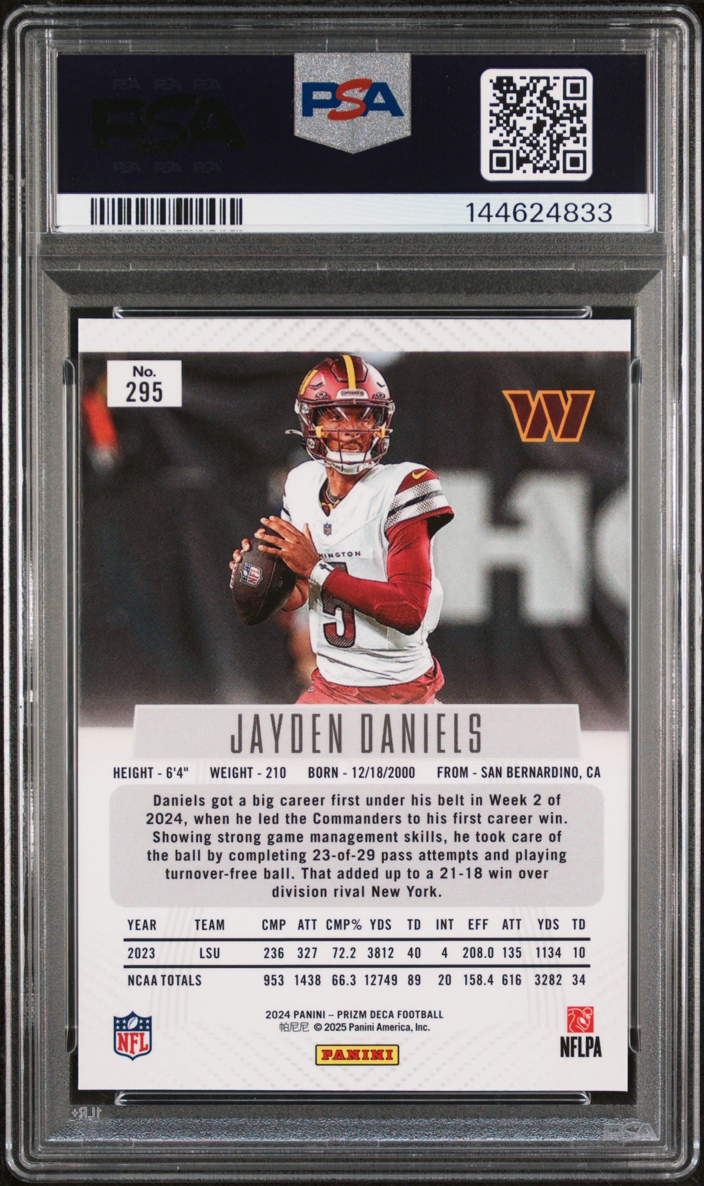 2024 Panini Prizm Deca Jayden Daniels #295 PSA 9