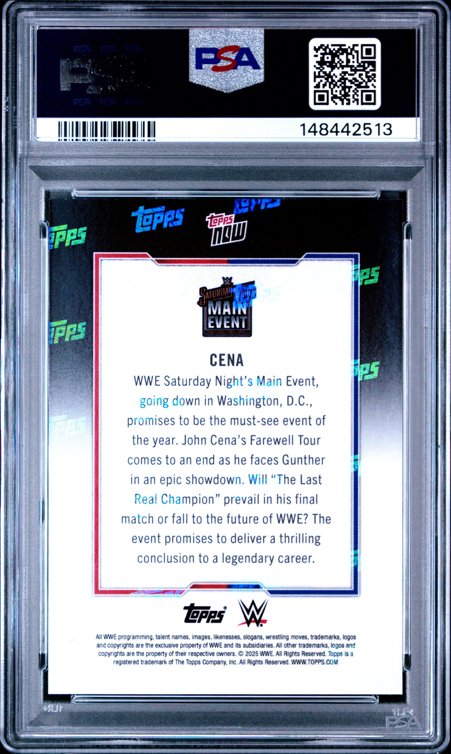 2025 Topps Now WWE John Cena #CENA PSA 10
