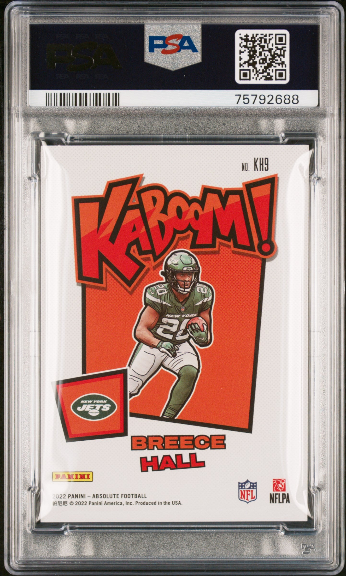 2022 Panini Absolute Kaboom! Horizontal Breece Hall #KH9 PSA 9