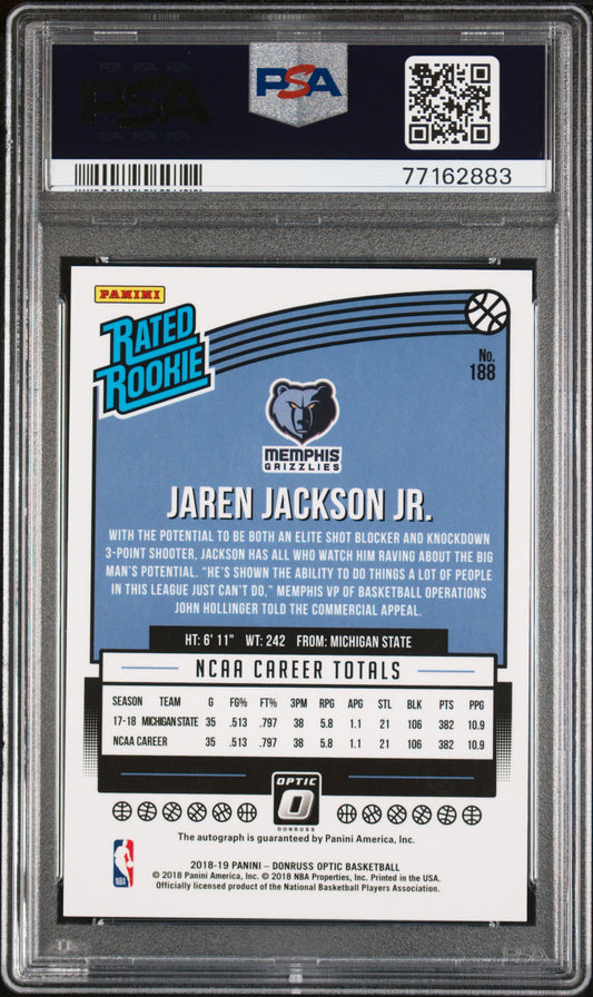 2018 Panini Donruss Optic Jaren Jackson JR. #188 Autograph PSA 9