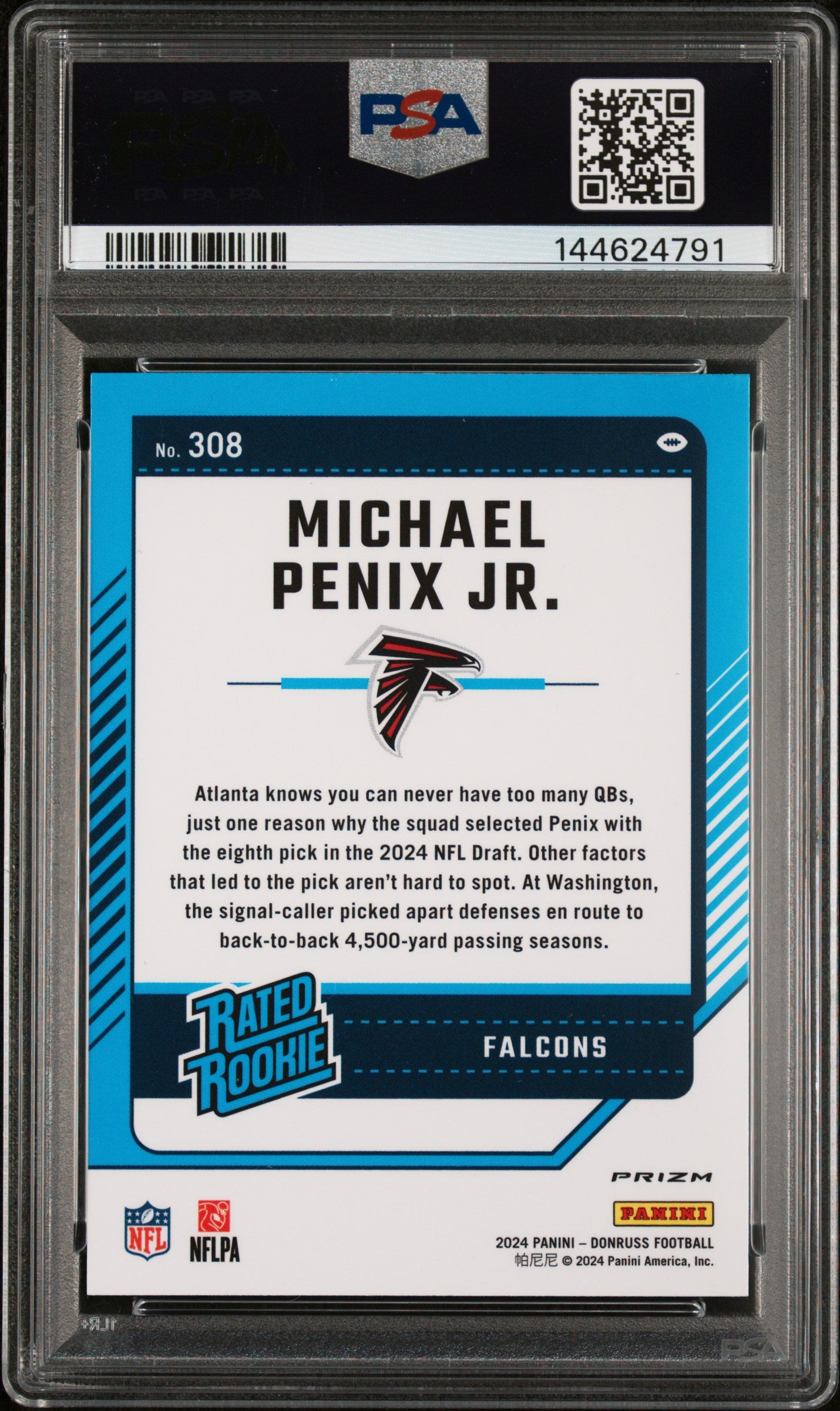 2024 Panini Donruss Michael Penix JR. #308 Optic Preview Pink PSA 8