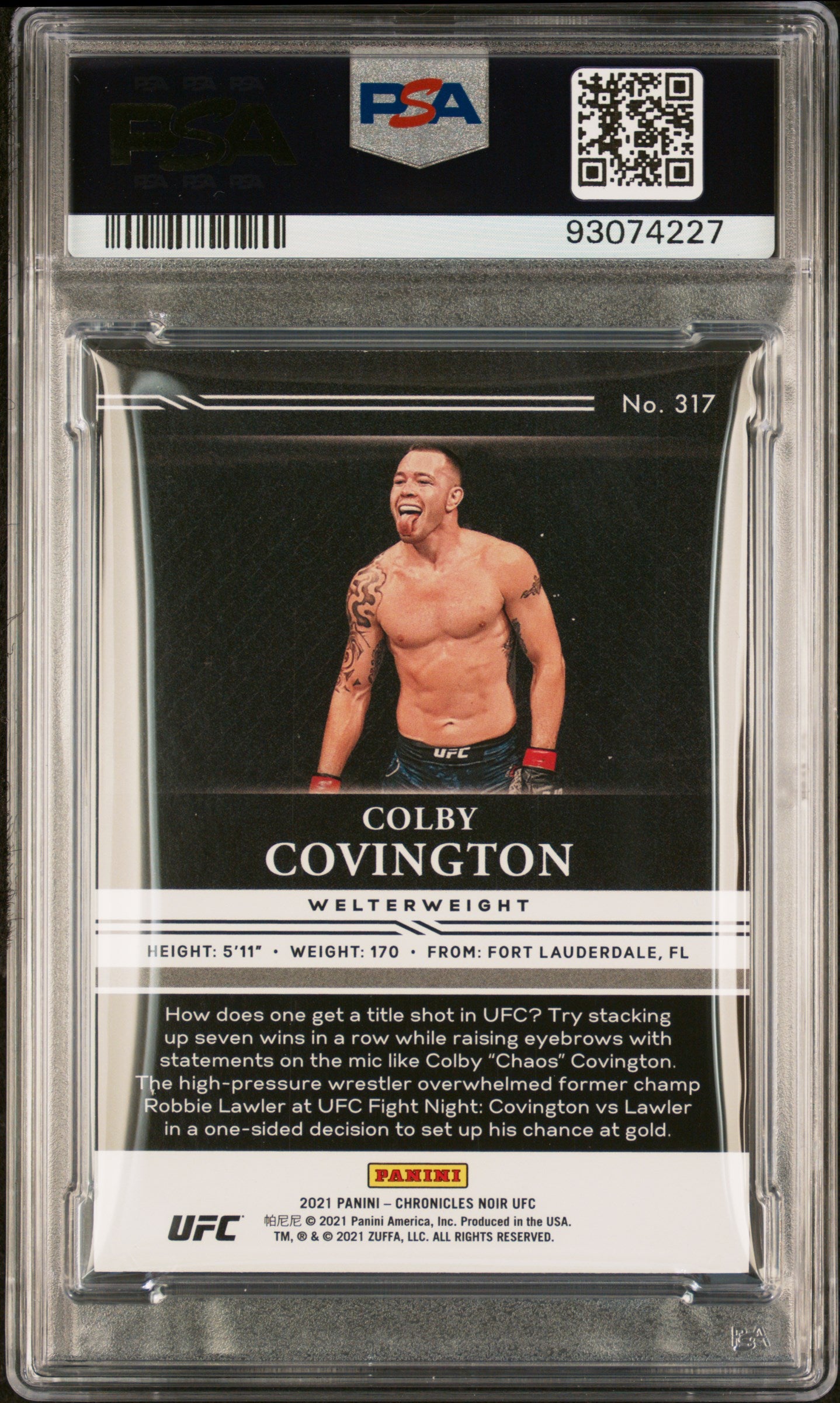2021 Panini Chronicles UFC Colby Covington #317 61/99 PSA 8