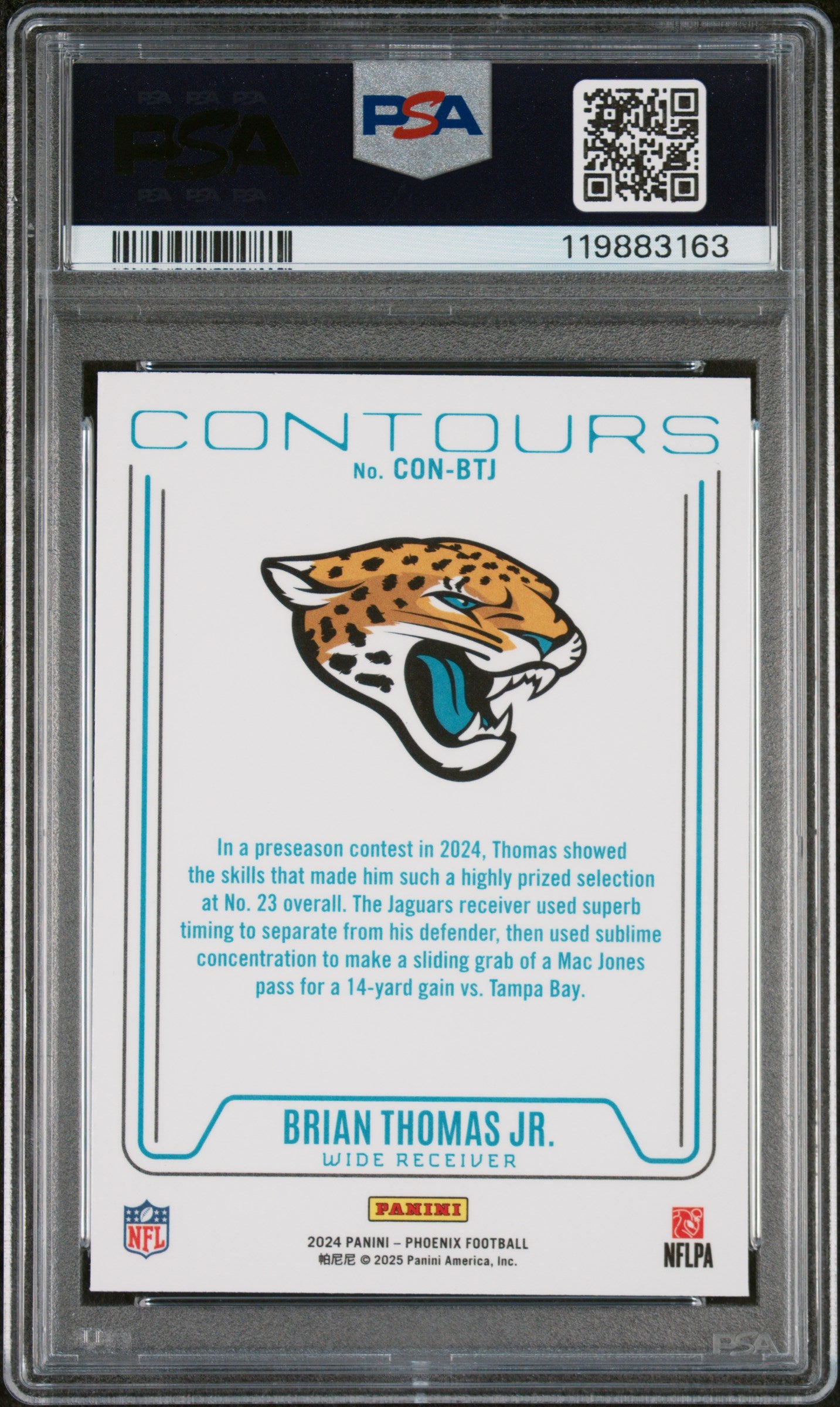 2024 Panini Phoenix Contours Brian Thomas JR. #CONBTJ Purple PSA 10