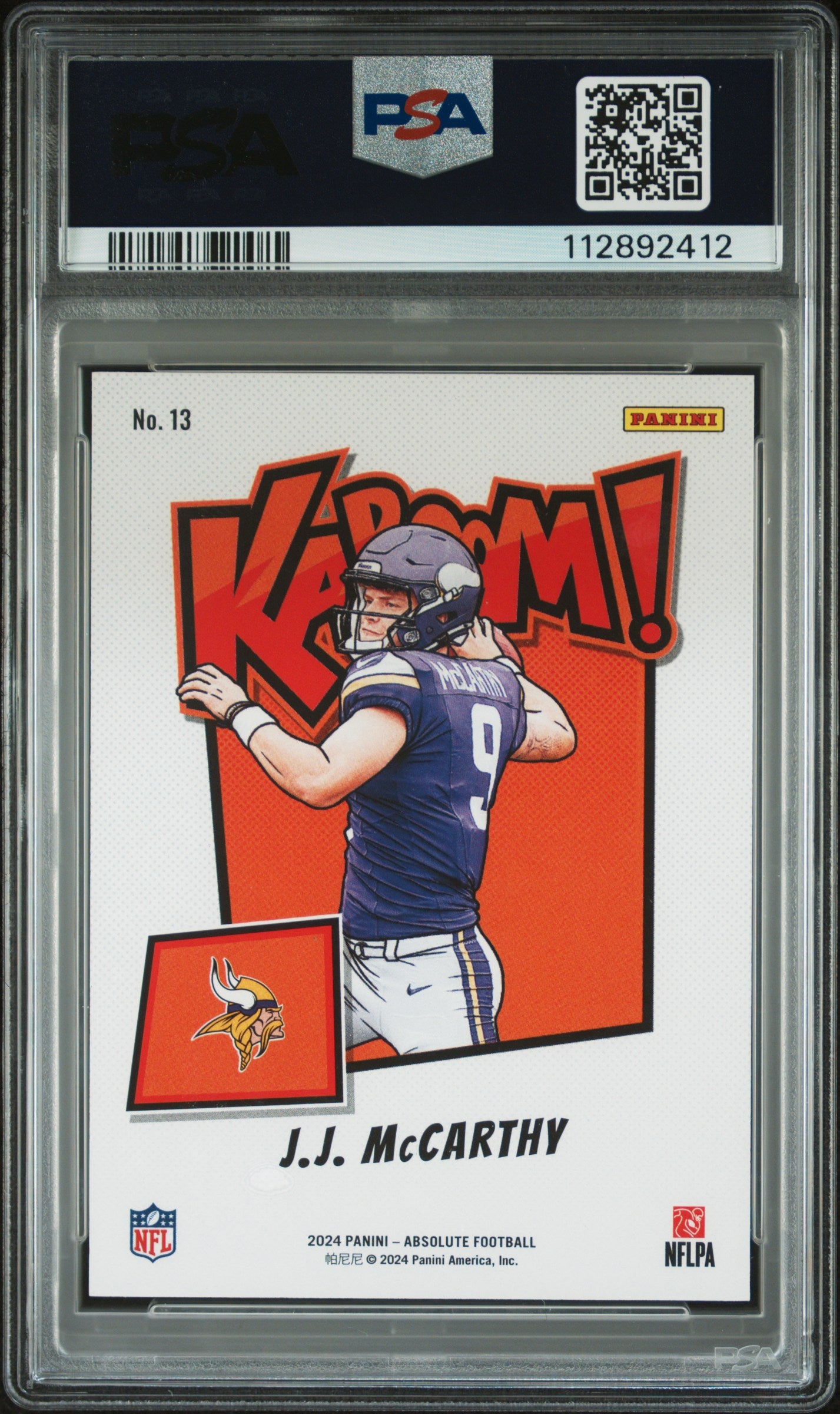 2024 Panini Absolute Kaboom! Horizontal JJ Mccarthy #13 PSA 9