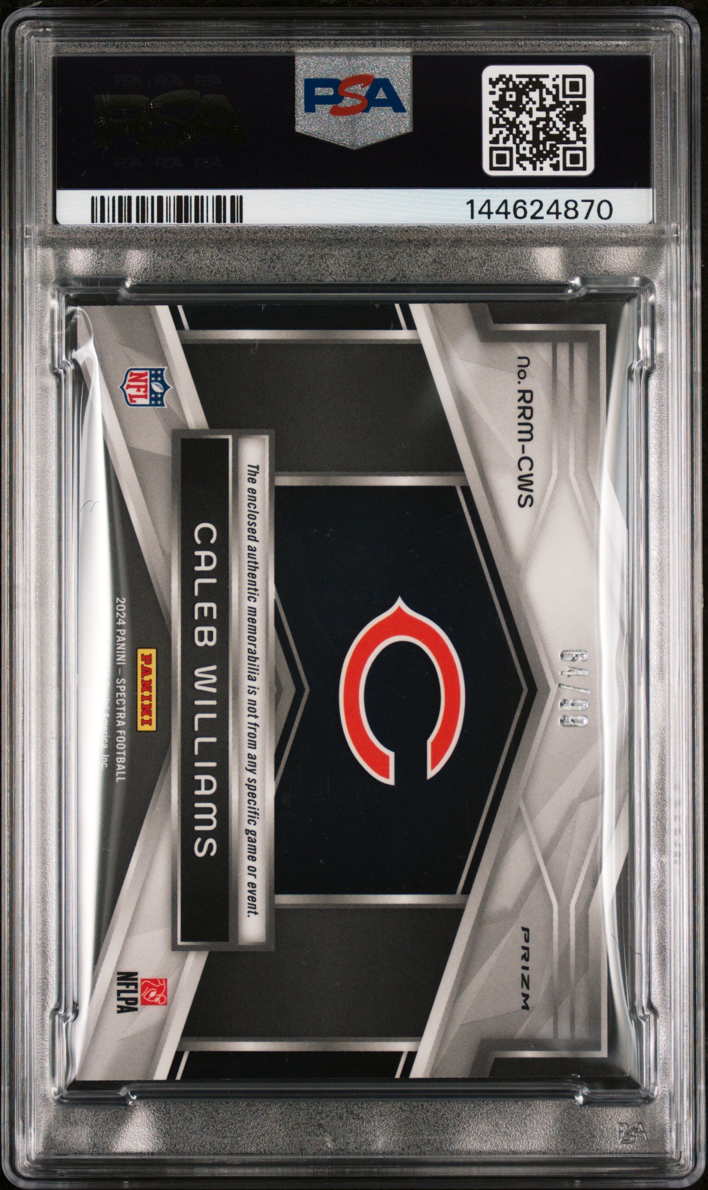 2024 Panini Spectra Rising Rookie Materials Caleb Williams #RRMCWS PSA 8
