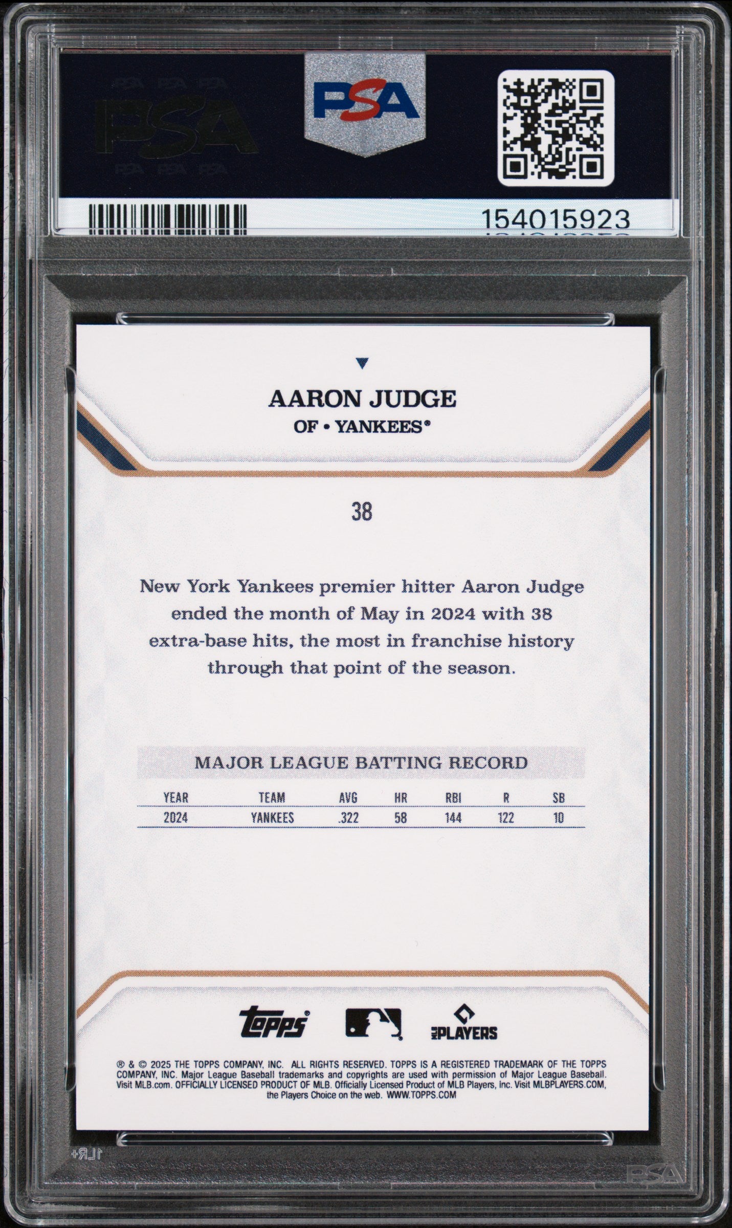 2025 Topps MLB MVP Collection Aaron Judge #38 PSA 10