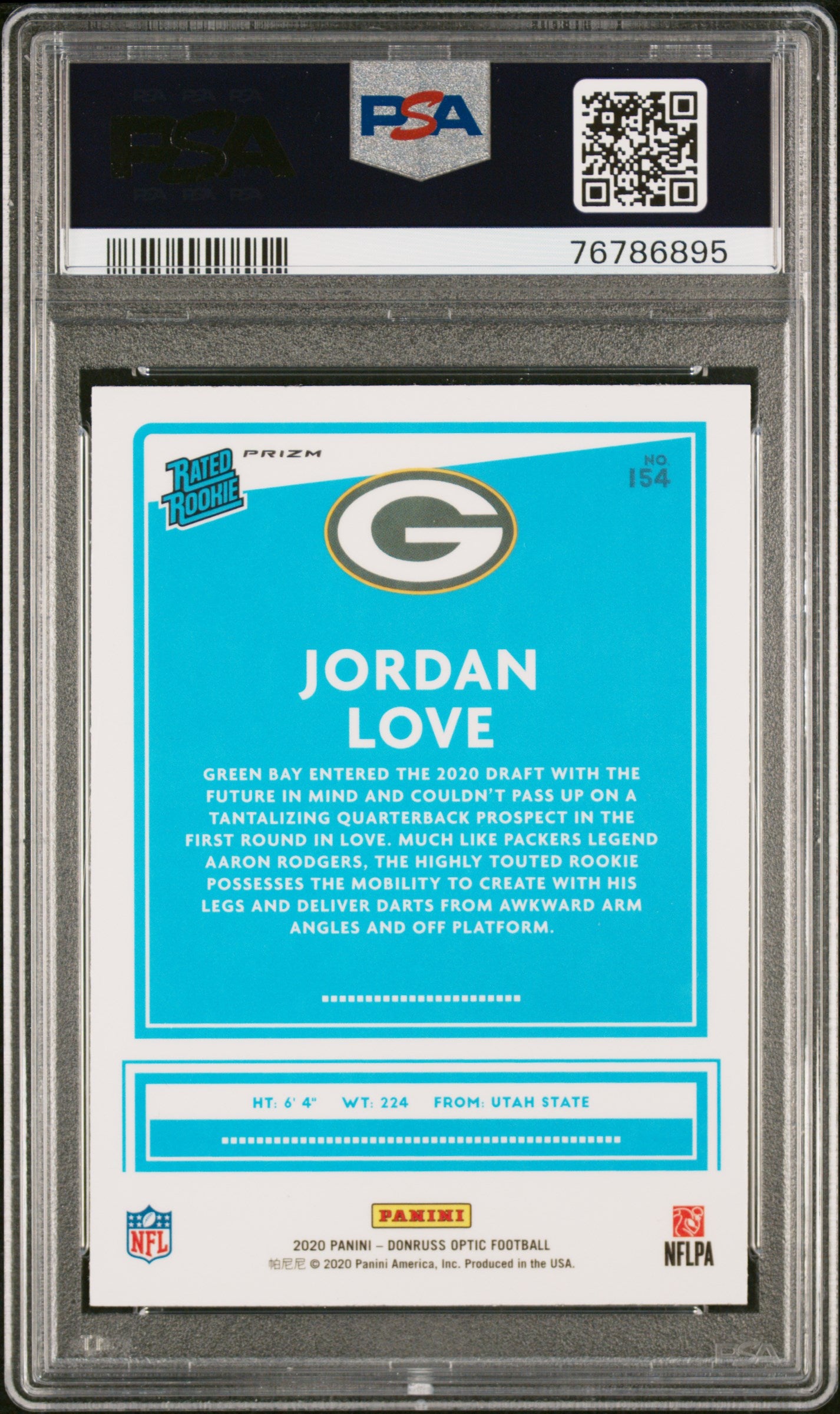 2020 Panini Donruss Optic Jordan Love #154 Holo PSA 10