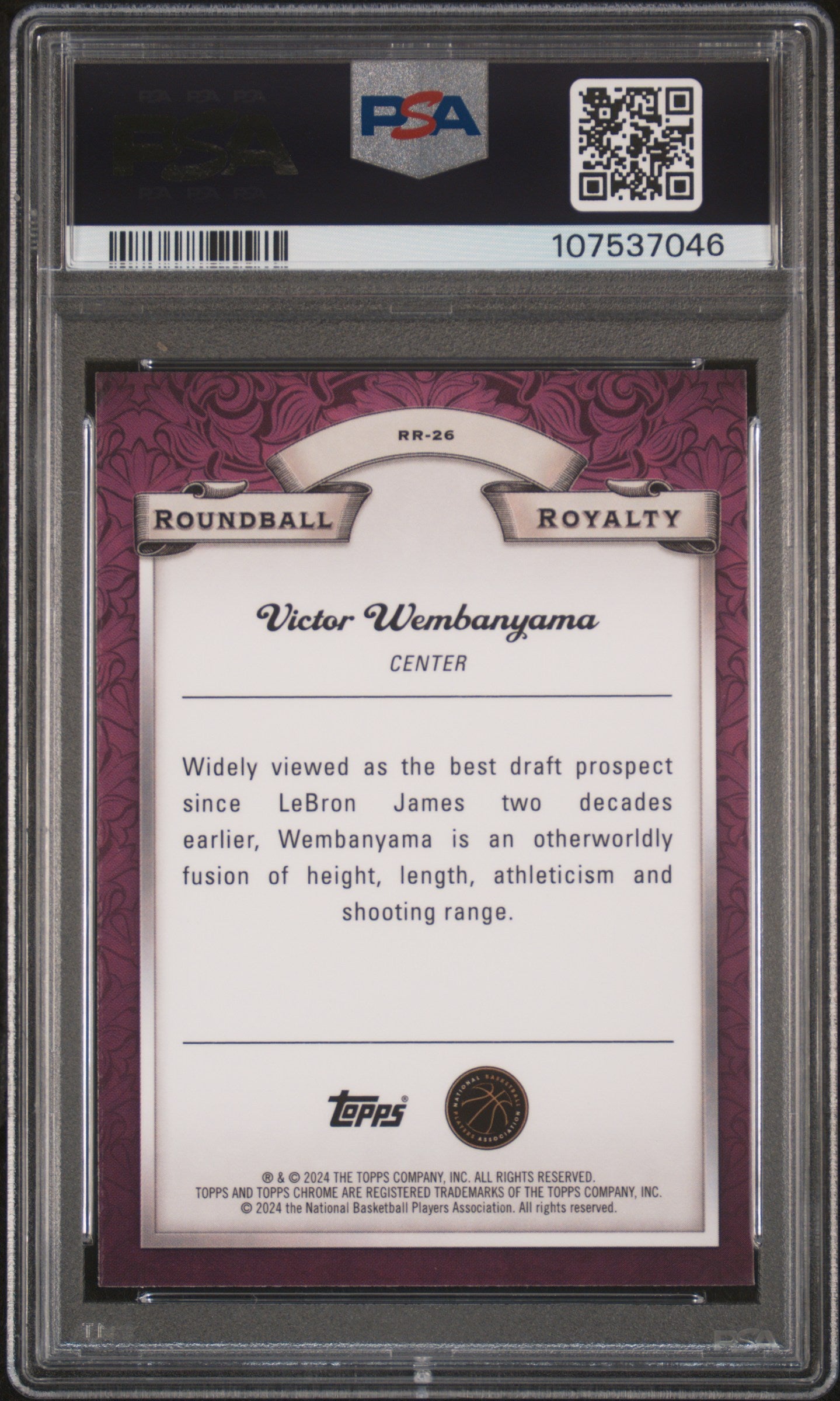 2023 Topps Chrome Roundball Royalty Victor Wembanyama #RR26 Org BK Ref PSA 9