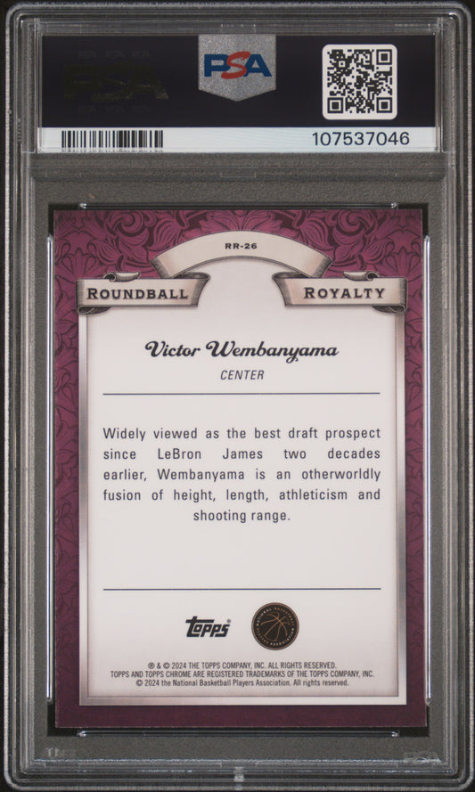 2023 Topps Chrome Roundball Royalty Victor Wembanyama #RR26 Org BK Ref PSA 9