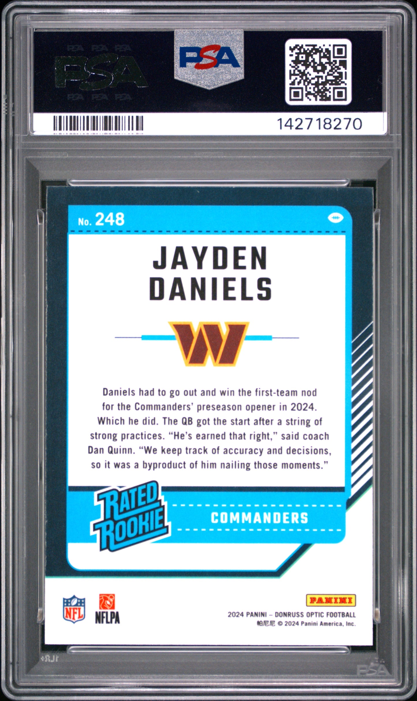2024 Panini Donruss Optic Jayden Daniels #248 PSA 10